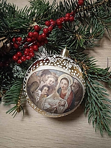 Dekorácie - Vianočné guľa s obrázkom  svätej rodiny - 16003738_