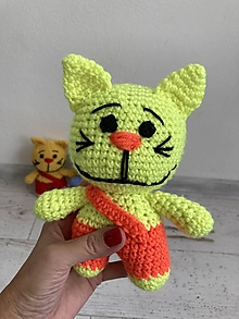 Hračky - mačka/mačička - háčkovaná hračka  (žlto-oranžová) - 16002119_