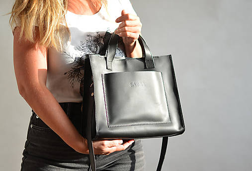 Kožená taška Tote bag (čierna)