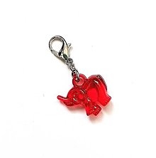 Kľúčenky - Prívesok/zipsáčik - slon (červená) - 16007822_