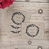 Papiernictvo - Vianočná papierová pohľadnica - Krásne Vianoce - halúzkový veniec (Zadná strana prázdna) - 16008012_