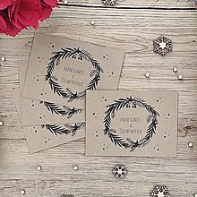 Papiernictvo - Vianočná papierová pohľadnica - Krásne Vianoce - halúzkový veniec - 16008012_