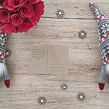 Papiernictvo - Vianočná papierová pohľadnica - Krásne Vianoce - halúzkový veniec (Rýmovačka - Na Vianoce pokoj...) - 16008018_