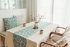 Úžitkový textil - Ľanový behúň na stôl Šípky (zelená) - 16006058_
