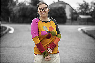 Topy, tričká, tielka - Merino trikovice rozkvetlá - 16004803_