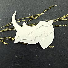 Brošne - Brož 3D tisk Nosorožec bílý - 16011531_