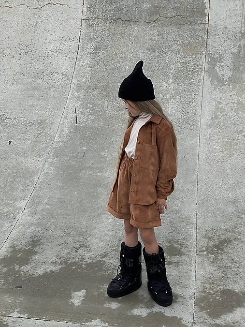 Detské oblečenie - CORD kids unisex coat COGNAC - 16010294_