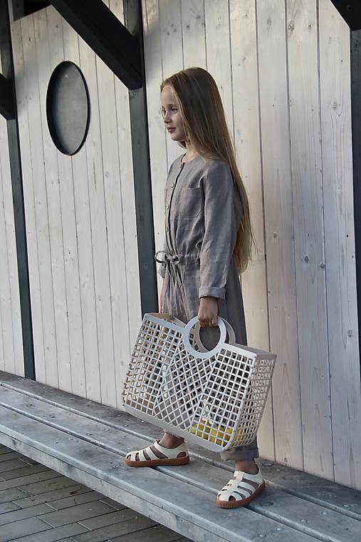 Detské oblečenie - LUI kids unisex ľanový overal GREY - 16010513_