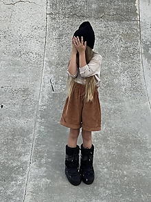 Detské oblečenie - CORD girl shorts COGNAC - 16010226_