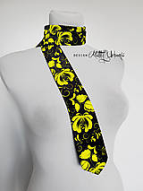 Pánske doplnky - kravata FOLK Black - colour (žltá) - 16009150_