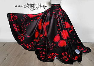 Šaty - Sukňa FOLK BLACK - colour (červená) - 16009090_