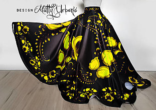 Šaty - Sukňa FOLK BLACK - colour (žltá) - 16009100_