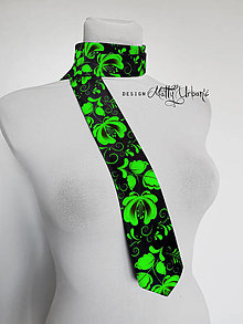 Pánske doplnky - kravata FOLK Black - colour (zelená) - 16009161_