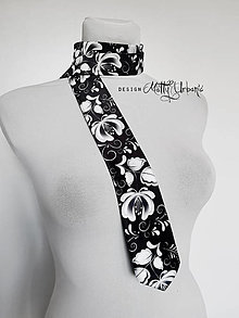 Pánske doplnky - kravata FOLK Black - colour (biela) - 16009173_