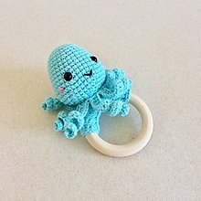 Hračky - Hrkajúca chobotnička (vo farbe na želanie) (tyrkysová modrá) - 16009054_