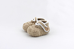 Detské topánky - Béžovo-biele papučky BAVLNA - 16009832_