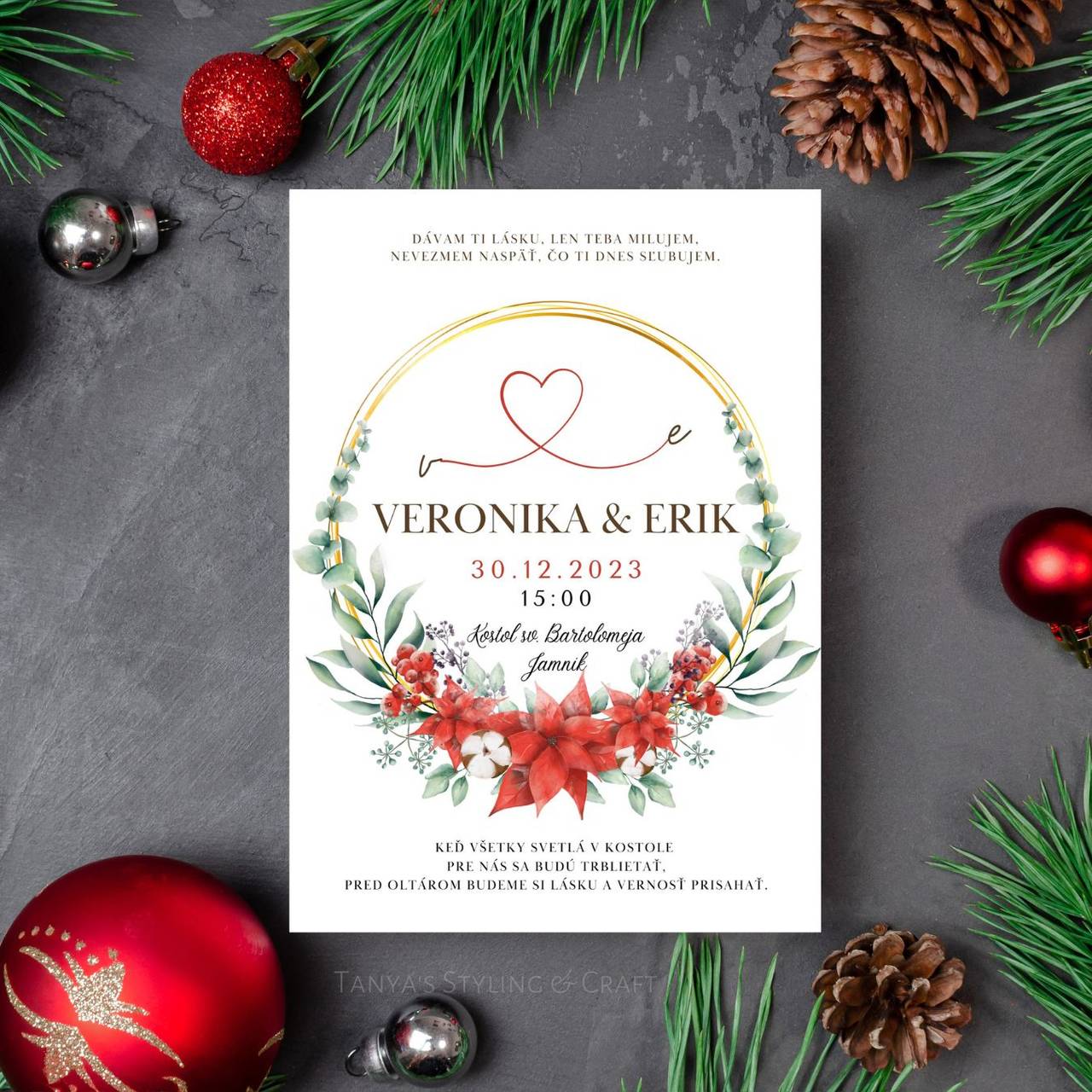 Vianočné Svadobné oznámenie