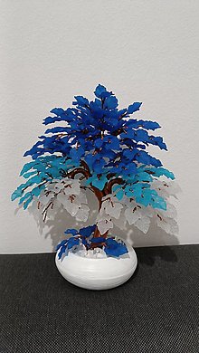 Dekorácie - Modrobiely bonsaj  - 16011192_