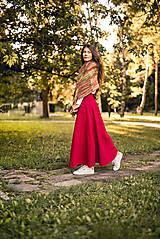 Sukne - Ľanová sukňa Alica červená - 16013197_