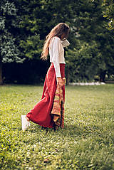 Sukne - Ľanová sukňa Alica červená - 16013205_