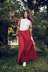 Sukne - Ľanová sukňa Alica červená - 16013206_