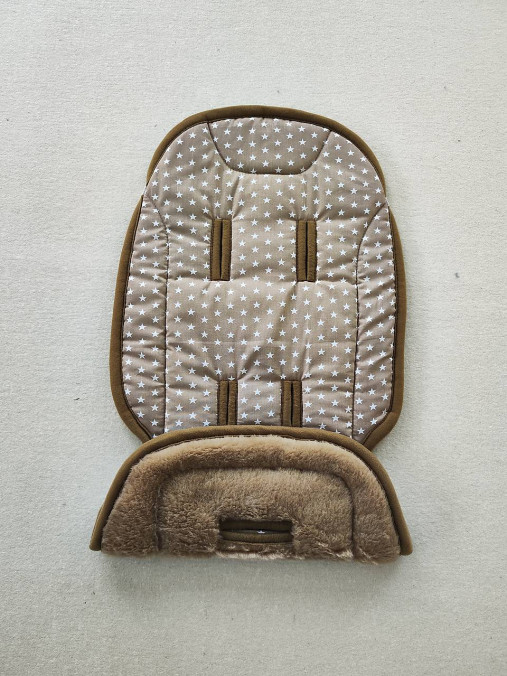 Detský textil - Podložka do Venicci Tinum Upline 100% Merino top super wash Camel Hviezdičky béžové - 16013082_