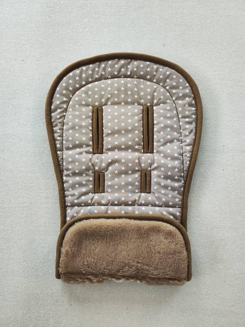 Detský textil - VLNIENKA podložka do Cestovný kočík Kidwell Caarell khaki 100% merino top super wash Camel Hviezdičky béžové - 16013294_