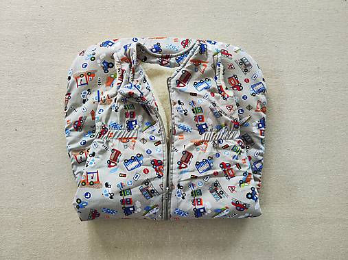 Detský textil - VLNIENKA Spací vak pre deti a bábätká 100% MERINO Top XS/S/M/L/XL/XXL Autíčka šedé - 16013394_