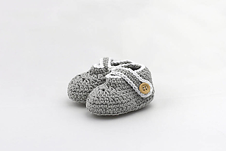 Detské topánky - Šedo-biele papučky BAVLNA - 16012898_