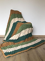 Úžitkový textil - Deka z Alize Puffy 180x110cm zeleno-hnedá - 16011993_