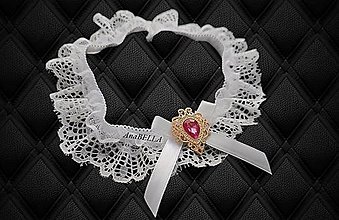 Spodná bielizeň - Jemný čipkovaný svadobný podväzok pre nevestu  (Ružová) - 16016639_