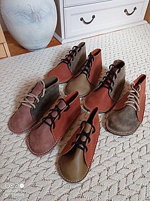 Ponožky, pančuchy, obuv - Zimná ZĽAVA na Kožené barefoot topánočky (Hneda dvojfarebna) - 16015630_