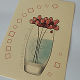 Papiernictvo - Pohľadnica Červené kvety - 16015723_