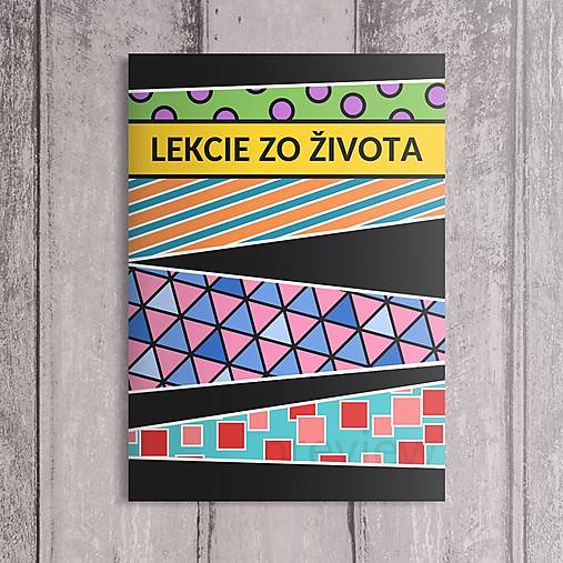 Papiernictvo - Zápisník na poznatky zo života (geometria) black contrast (mix) - 16016944_