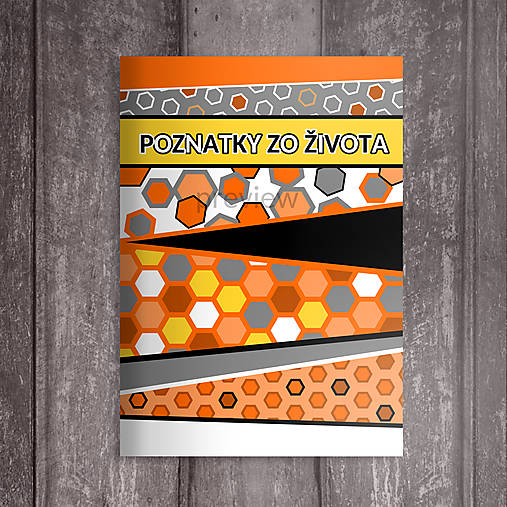 Papiernictvo - Zápisník na poznatky zo života (geometria) chaos (pomarančové šesťuholníky) - 16016971_