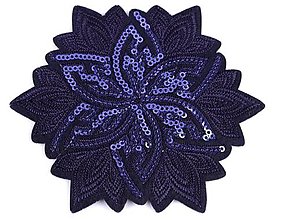 Galantéria - Flitrová aplikácia kvet 11,6 cm (1ks) - modrá - 16018926_