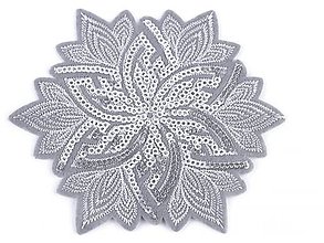 Galantéria - Flitrová aplikácia kvet 11,6 cm (1ks) - šedá - 16018946_