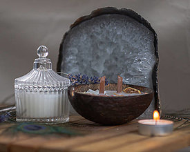 Svietidlá a sviečky - Kokosová sviečka - drevený knôt - 16018452_