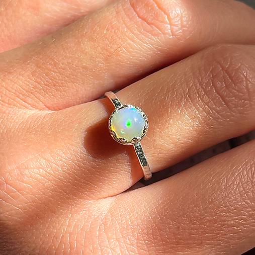 Welo Ethiopian Opal Filigree AG925 Silver Ring  / Strieborný prsteň s opálom E001