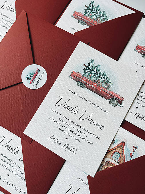 Papiernictvo - Vianočný personalizovaný pozdrav autíčko - 16021294_