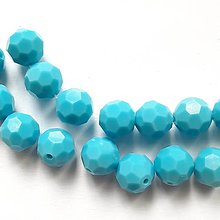 Korálky - Sklenené brúsené korálky 10mm-1ks (modrá akvamarín) - 16024314_