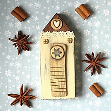 Dekorácie - Vianočný dreveno-keramický domček - 16021798_
