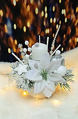 Dekorácie - Vianočný svietnik biely - 16021065_