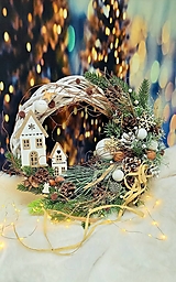 Dekorácie - Vianočný, zimný prírodný veniec - 16021308_