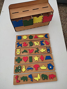Hračky - Drevená hra vkladačka a puzzle 2v1 - 16023408_