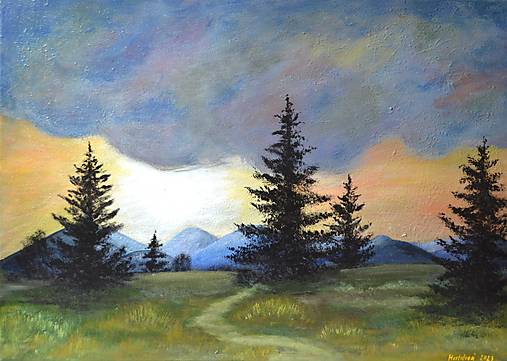 Obrazy - Maľovaný obraz - Pod tažkými mračnami - 70 x 50 cm - 16024689_