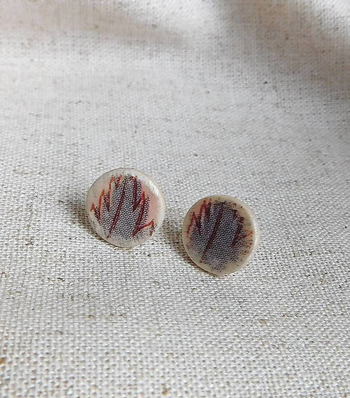 Náušnice - drevené napichovačky vintage lístky - 16025617_