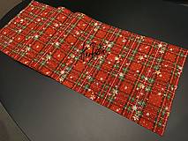 Úžitkový textil - Červená karovaná vianočná štóla s hviezdami - 16027790_