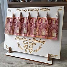 Darčeky pre svadobčanov - Svadobná tabuľka na peniaze Náš prvý spoločný milión mini - 16027884_