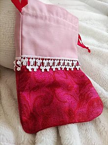 Úžitkový textil - Vrecúško  na darček nielen vianočné - s bielou čipkou - 16028046_